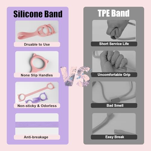 Figure 8 Resistance Bands with Handles,Silicone Exercise Band Set | Upgraded 8-Shaped Stretch Bands for Women Home Working Out Arms Back Legs Pilates Yoga Physical Therapy Multi Packs - color: 2Pcs Pink 15Lb & Purple 25Lb