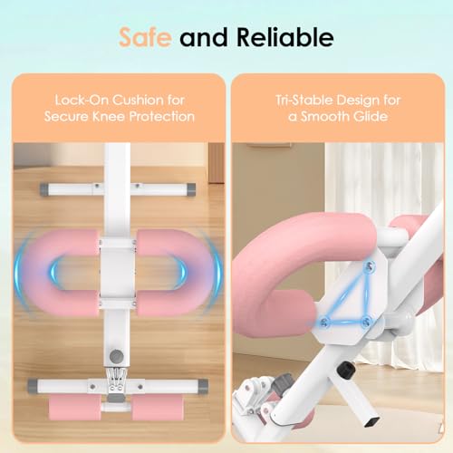 Foldable Ab Machine, 5-in-1 Adjustable Ab Trainer for Home Gym, Full-Body Core Workout Equipment with 10 Length Levels, LED Display & Silent Rollers, Sit-Up & Rowing Machine