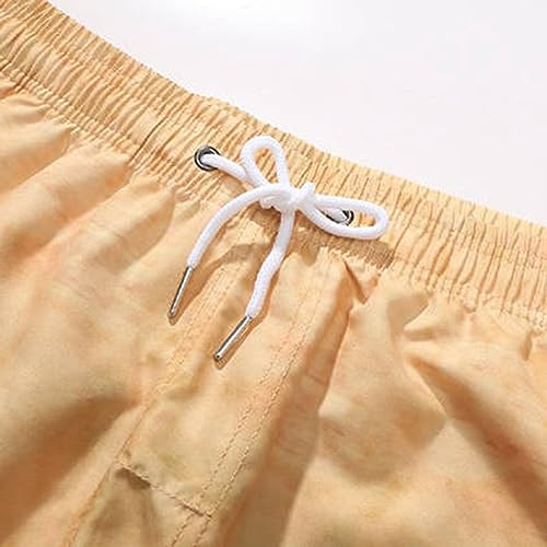 Ctreela Men's Funny Dog 3D Graphic Yellow Loose Fit Summer Beach Shorts - color: Khaki, size: XX-Large