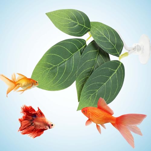 Hariendny 3 Pcs Betta Fish Leaf Pad Fish Tank Accessories Aquarium Décor Simulating The Natural Habitat for Betta Spawning Grounds Resting Bed with Plastic Suction Cup