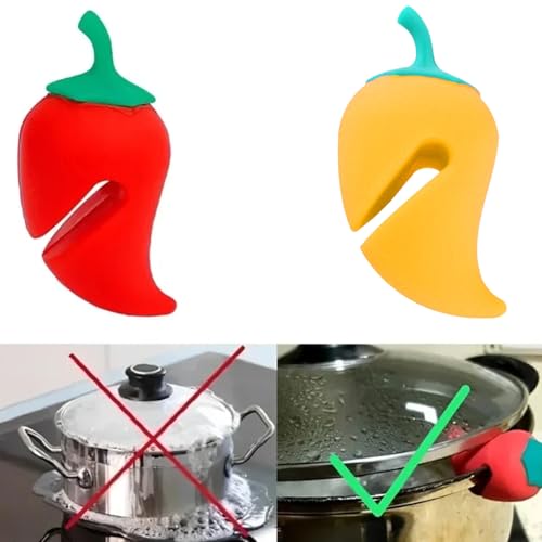 8 Pcs Pot Lid Holder Pepper-Shaped Silicone Lid Lifters Non-Slip Heat Resistance Kitchen Cooking Gadgets Accessories
