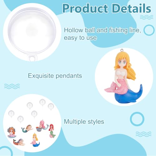 PLIGREAT 4 Pcs Floating Fish Tank Decorations, Cute Mermaid Aquarium Ornament Simulated Little Mermaid with Floating Device for Home Underwater World