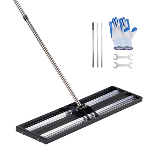 VEVOR Updated Lawn Leveling Rake with Roller, 36" x 10" Stainless Steel Lawn Leveler with 83.9" Adjustable Handle, Heavy Duty Yard Leveling Rake, Effort Saving Lawn Leveling Tool for Yard Golf Court
