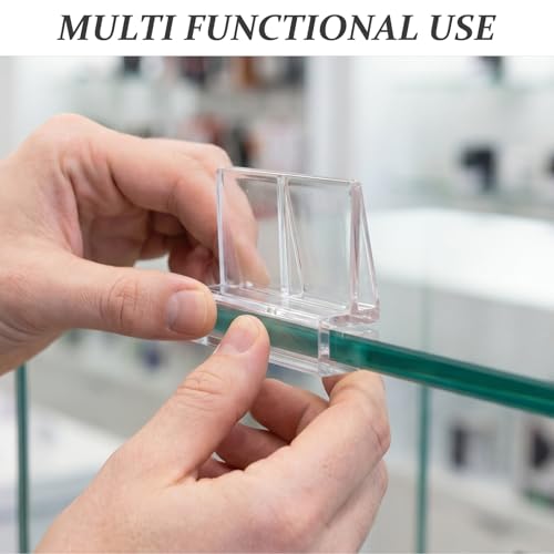 KOMBIUDA 20pcs Aquarium Cover Clip, 6mm Clear Acrylic Fish Tanks Support Holder, Aquarium Lid Clips Clamps for Pet Terrariums, Rimless Fish Tank