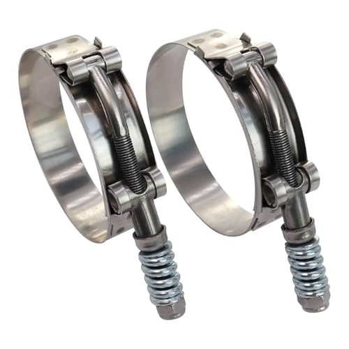 2.5" Heavy Duty T Bolt Hose Clamp Stainless Steel - Spring Loaded 68mm - 76mm for 2.5" I.D. Hose with 3mm - 6mm Wall Thickness, Auto-adjusting maintain Constant Tension (68mm - 76mm, 2 Pack) - size: 2.5" Hose Clamp 68mm - 76mm (2.69" - 2.99")