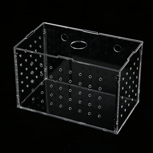 Fish Breeder Box, Aquarium Fish Breeding Box, High Transparency Acrylic Hatchery Incubator Tank with Suction Cups for Baby Fish Shrimp Clownfish Isolation and Rearing (14 * 8 * 9CM) - size: 14*8*9CM