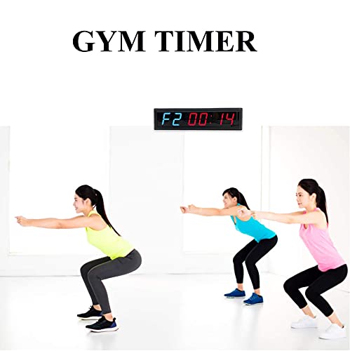 Workout Timer Wall Interval Clock Count Down/Up Stopwatch with Remote (2.3inch Blue and Red)