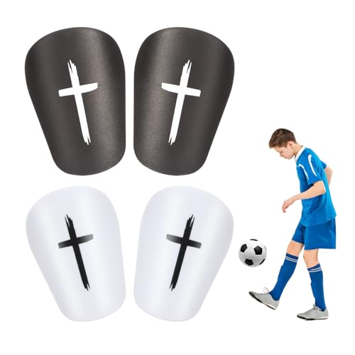 2 Pairs Black & White Cross Shin Guards Soccer Extra Mini Shins Guard 3 x2 Inch Small Shin Guards Comfortable Light Shin Pads Ultra Miniature Shins Guard Soccer for Men Women - color: black, white