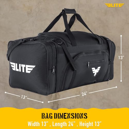 Elite Sports Monster MMA Duffel Bag – Large 44L Cordura Sports Bag w/Mesh Shoe Compartment & Adjustable Strap – MMA, BJJ, Martial Arts Gear – Fits Gi, Headgear, Shin Guards, Rash Guards & More