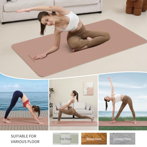 8mm Thick Yoga Mat Non Slip for Women Men - color: Brown+Apricot