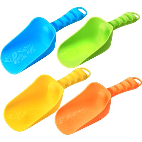 Sloosh Beach Sand Shovels for Kids - 4 Packs Shovels Colorful Scoops Travel Sand Toys for Toddlers Kids Outdoor Digging Play, Heavy Duty Plastic Garden Planting Shovels Spades Sets Sandbox Toys