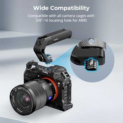SMALLRIG Lightweight Top Handle with 3/8"-16 Locating Pins for ARRI, Tiny Camera Top Handle Only 113g, High-Strength Engineering Plastic Handle with Two Cold Shoe Mounts - 4757 - style: 3/8"-16 Locating Pins for ARRI