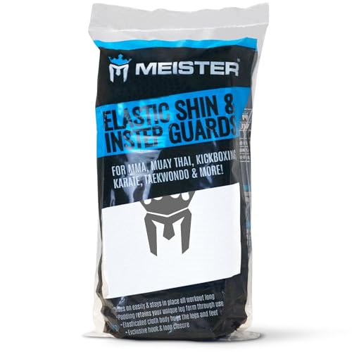 Meister MMA Elastic Cloth Shin & Instep Padded Guards (Pair) - color: White, size: Small-Medium