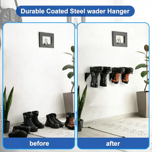 Zonon Wader Hanger Steel Boot Hanger Wall Mount - color: Black, size: 1 Pair