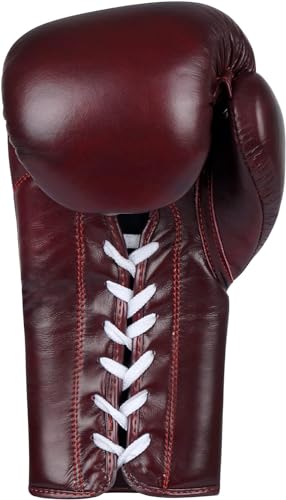 Vali Lancer Leather Lace Up Boxing & MMA Gloves for Pros Sparring - color: Red, size: 12OZ