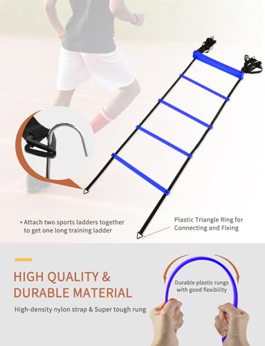 GHB Agility Ladder,Football Training Equipment Set - color: Blue