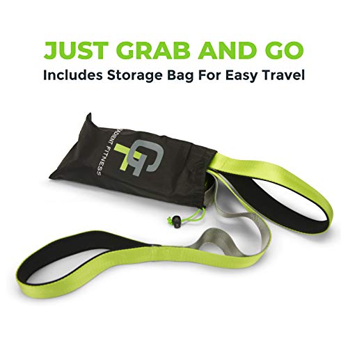 Stretching Strap for Physical Therapy, 12 Multi-Loop Stretch Strap 1.5" W x 8' L, Neoprene Handles, Physical Therapy Equipment, Yoga Straps for Stretching, Leg Stretcher. - color: Green/Grey