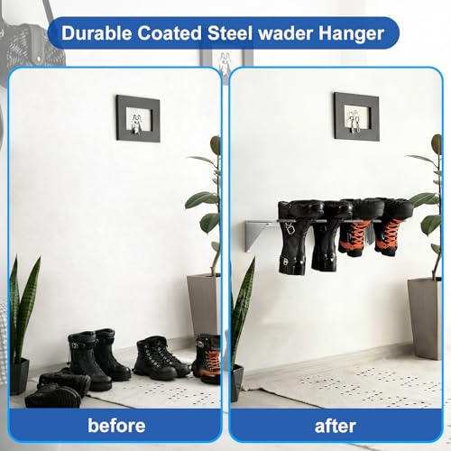 Zonon Wader Hanger Steel Boot Hanger Wall Mount - color: Silver, size: 2 Pairs