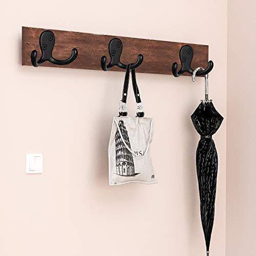 IBosins 10 Pack Black Double Prong Coat Hooks Wall Mounted with 20 Screws - color: 10 Pcs Black