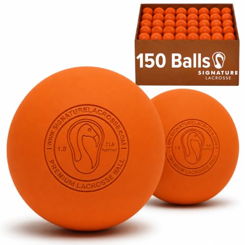 Signature Lacrosse Ball Set - Packs of 2, 4, 8, 12, and 100 - No Chemical Smell Massage Balls, Myofascial Release Tools, Back Roller, Muscle Knot Remover - color: Orange, size: 150 Balls