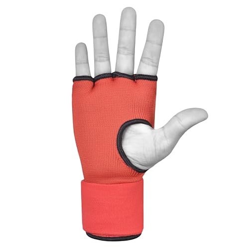 Boxing Inner Gloves Cotton Cloth Stretchable Gel Padded Kickboxing MMA Training Gloves Long Wrist Support Gloves - color: Red, size: Small-Medium