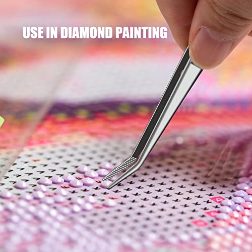 Stainless Steel Tweezers, with Curved Serrated Tip Multipurpose Sewing Machine Tweezers Forceps for Craft Repairing (10PCS)