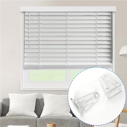 2 Inch Hold Down Brackets, Clear Plastic Blinds Bottom Rail Hold Clips Replacement Blind Parts with Install Screws for Horizontal Blinds Shades Window Doors (4 Pack )