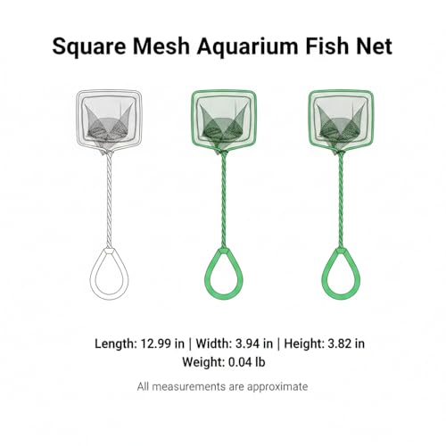 Green Square Mesh Aquarium Net for Fish Transfer and Tank Cleaning - size: 12.99 x 3.94 x 3.82"