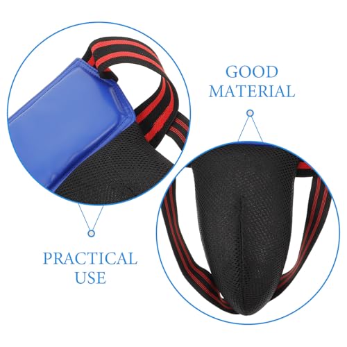 Kids Blue Groin Protector for Boxing and Martial Arts, PU Leather