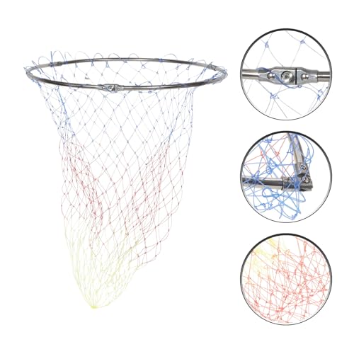 VILLCASE Replacement Stainless Steel Fishing Landing Net Head with Colorful Printed Mesh, 40cm Foldable Fish Catching Net for Portable Fishing and Fish Landing Supplies