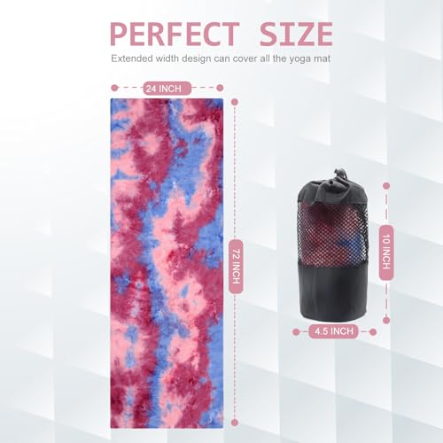 Eunzel Non Slip Hot Yoga Mat Towel with Grip Dots, 72" x 24" - color: Z-coral Sunrise & Azure Twilight