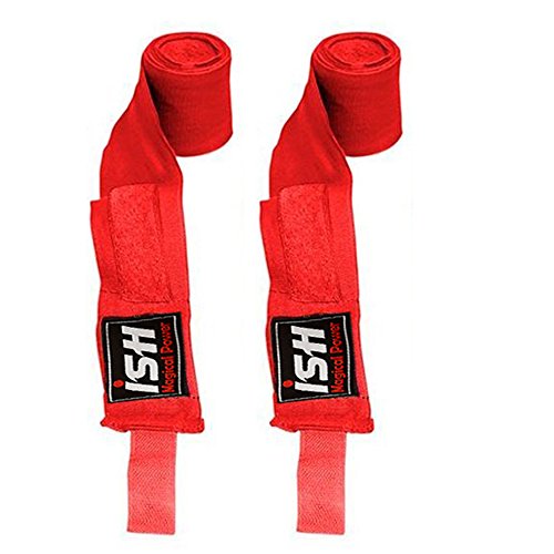 Mexican 180" Elastic Cotton Hand Wraps Bandages for Boxing Kickboxing Muay Thai MMA Training Pair - color: Red