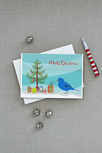 Caroline's Treasures CK4487GCA7P Bunting Merry Christmas Greeting Cards and Envelopes Pack of 8 Blank Cards with Envelopes Whimsical A7 Size 5x7 Blank Note Cards - style: Birds - Bunting