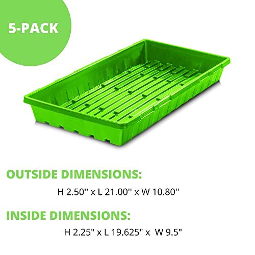 1020 Seed Starting Trays, Plant Tray, Microgreens Growing Trays, Plastic Seed Trays, Reusable Seedling Tray, 5-Pack Growing Trays, Germination Tray, Planting Tray, Plant Tray For Seedlings - color: Green