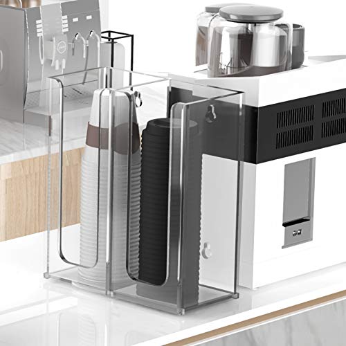 Acrylic Coffee Cup and Lid Storage Organizer Holder, 2 Compartments, Clear - color: Clear
