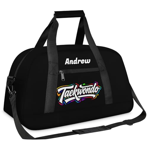 Custom Name Taekwondo Karate Duffle Bag for kids Boy Girls - Personalized Martial Arts Gear Bag - color: Taekwondo Colorful