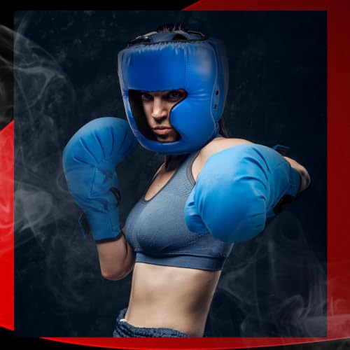 Jenaai 3 Pack Boxing Headgear for MMA, Kickboxing Muay Thai Sparring - color: Black, Red ,Blue