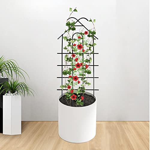 32" Metal Garden Trellis for Climbing Plants, 4 Pack Plant Trellis for Potted Plants, Indoor Outdoor Black Trellis for Vines, Flowers, Cucumbers, 13.4" Wide - size: 32 inch