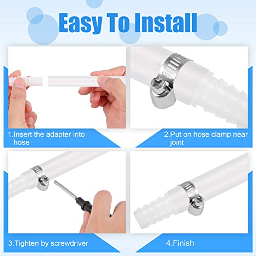 Treela 10 Set Plastic Hose Barb Fitting 3/8" x 3/8" Pipe Connectors Barbed Splicer Mender Joint Adapter Union with 20 Pcs Hose Clamps for Household Adapters Fuel Gas Liquid Air Repair