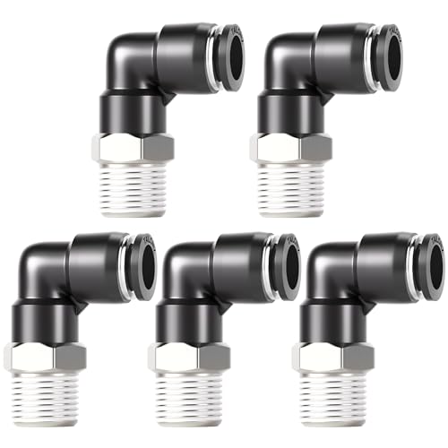 TAILONZ PNEUMATIC Male Elbow 1/2 Inch Tube OD x 3/8 Inch NPT Thread 90 Push to Connect Fittings PL-1/2-N3 (Pack of 5) - size: 1/2''OD 3/8''MNPT