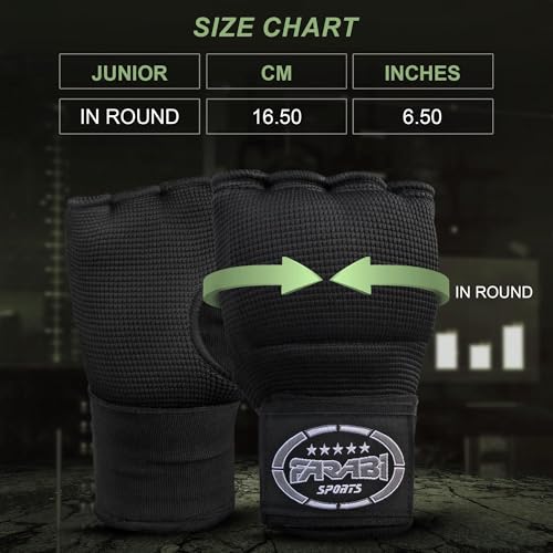 FARABI Kids Hybrid Boxing Inner Gloves Punching Boxing Gloves - color: All Black (Pack of 2)