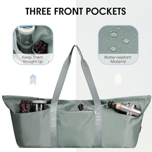sportsnew Large Yoga Mat Bag Trolley Sleeve Gym Carrier Shoe Bag Wet Pocket - color: Greenish Grey