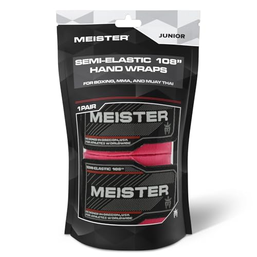 Meister Junior 108" Semi-Elastic Hand Wraps for MMA & Boxing (Pair) - color: Pink