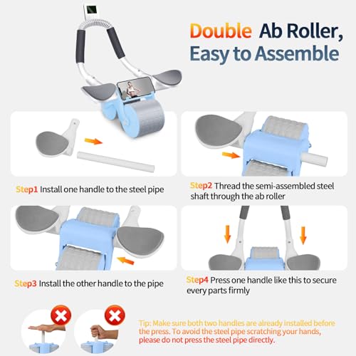 2026 Upgraded Ab Roller Wheel with Elbow Support - color: Blue