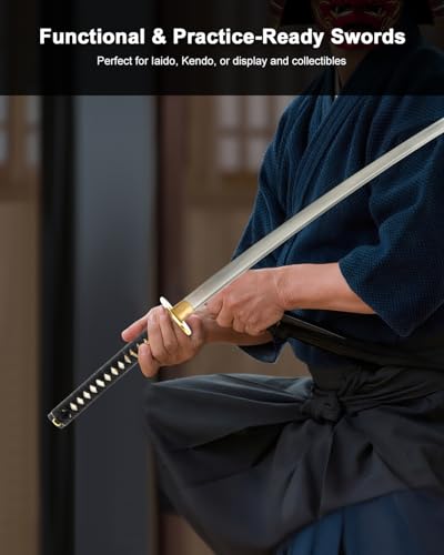 Katana Samurai Sword for Display, Hand Forged Full Tang 1045 Carbon Steel - style: Warrior & Fuji