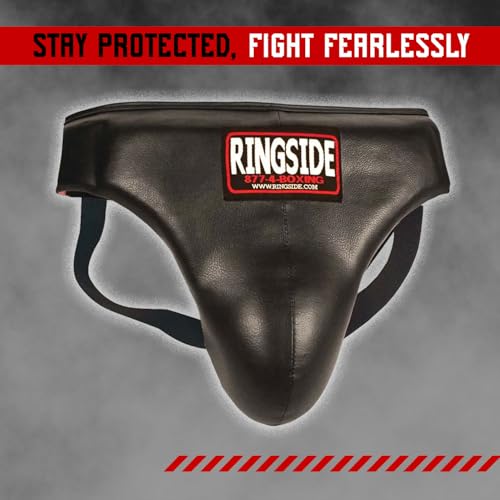 Ringside Boxing Groin Protector with Abdominal Padding, X-Large | Lightweight synthetic leather guard with an adjustable lace-up closure and a high-cut design for maximum ring mobility