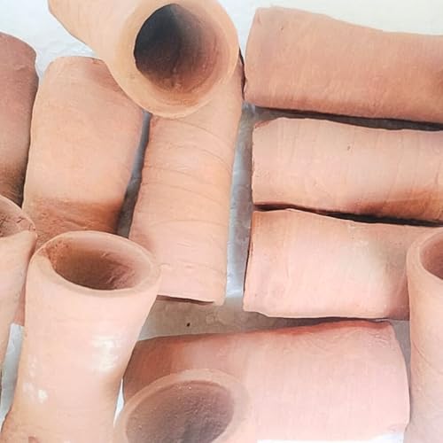 Ceramic Nature Breeding Caves Pleco Catfish Fish Hide Shrimp Aquarium Tube Tank (Red, 1.5kg/3lbs)