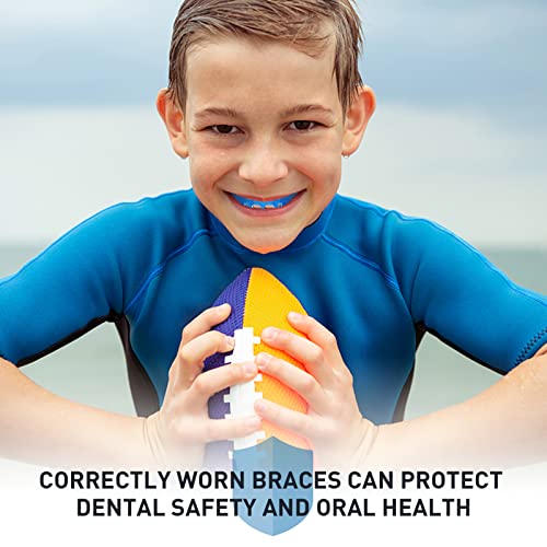 3 Pack Kids Youth Mouth Guard Football Sports Braces Mouthguards for Mouthpiece Boys Teeth for MMA Boxing Rugby Kickboxing Taekwondo Softball Lacrosse to Braces EVA Transparent Blue - color: Blue