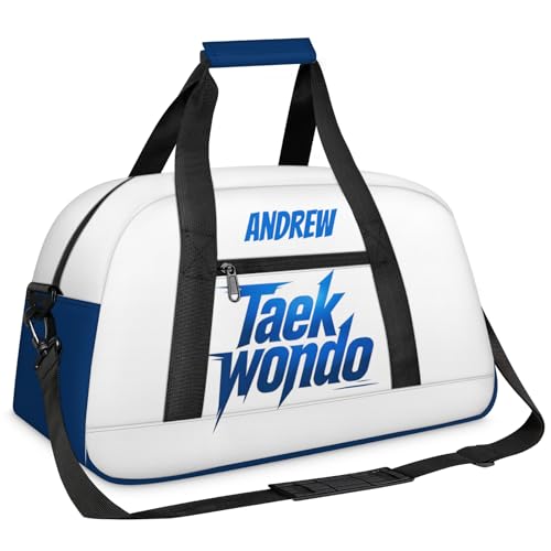 Custom Name Taekwondo Karate Duffle Bag for kids Boy Girls - Personalized Martial Arts Gear Bag - color: Taekwondo Motion