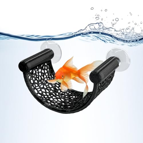 Betta Fish Hammock, White Floating Resting Leaf with Suction Cup - Aquarium Perch Ledge for Bettas, Shrimp, and Nano Fish - Minimalist Tank Decor & Accessory (Black)